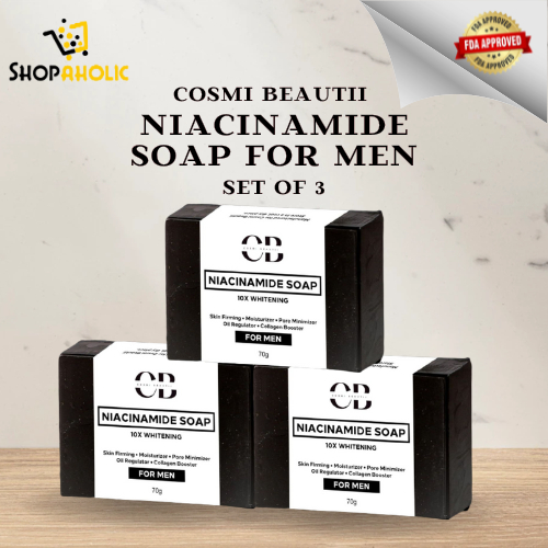 3 SETSCOSMI BEAUTII NIACINAMIDE SOAP FOR MEN 10X WHITENING SOAP ...