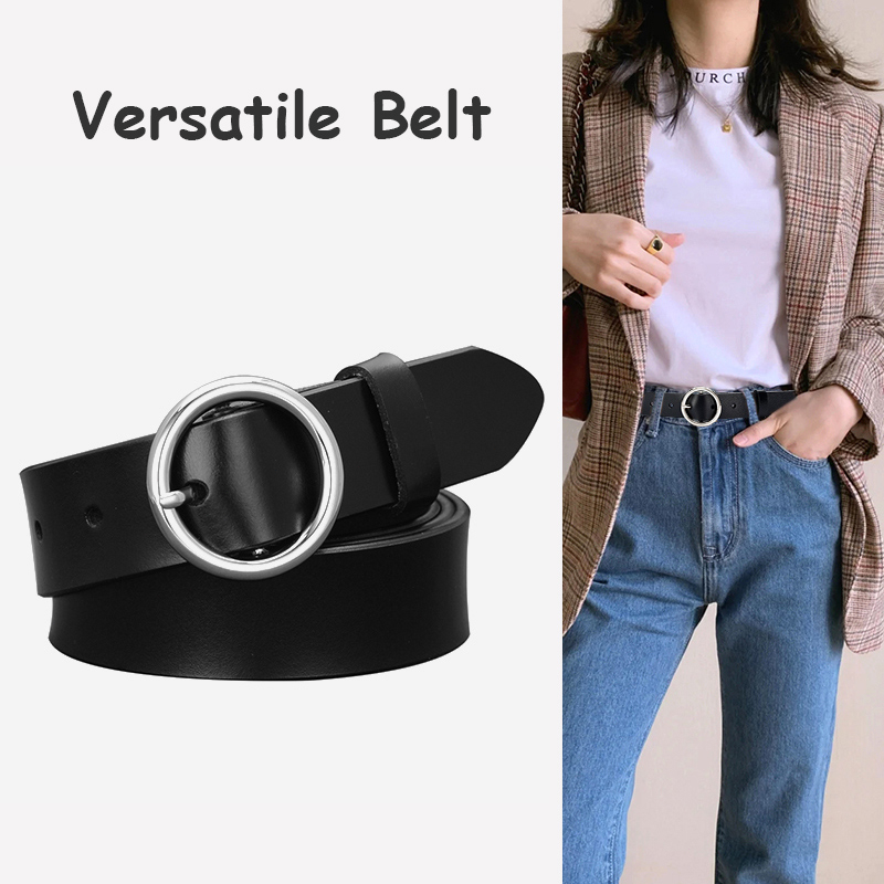 Women Vintage Metal Boho Leather Round Buckle Waist Belt | Shopee ...