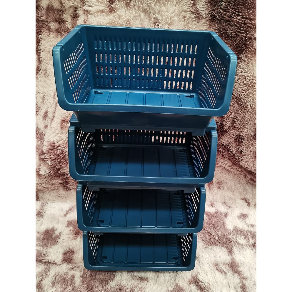 4Layer Stationery/Household Stackable Rack Solid Colored Basket Rack ...