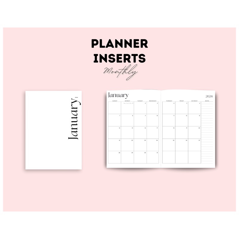 Planner Inserts - Monthly 2024 (A5) 6 holes | Shopee Philippines