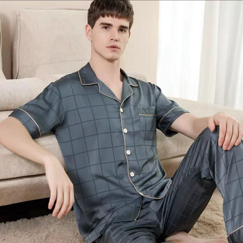 #CAND Men’s Silk Sleepwear Terno Pajama Set Size L/XL/2XL | Shopee ...