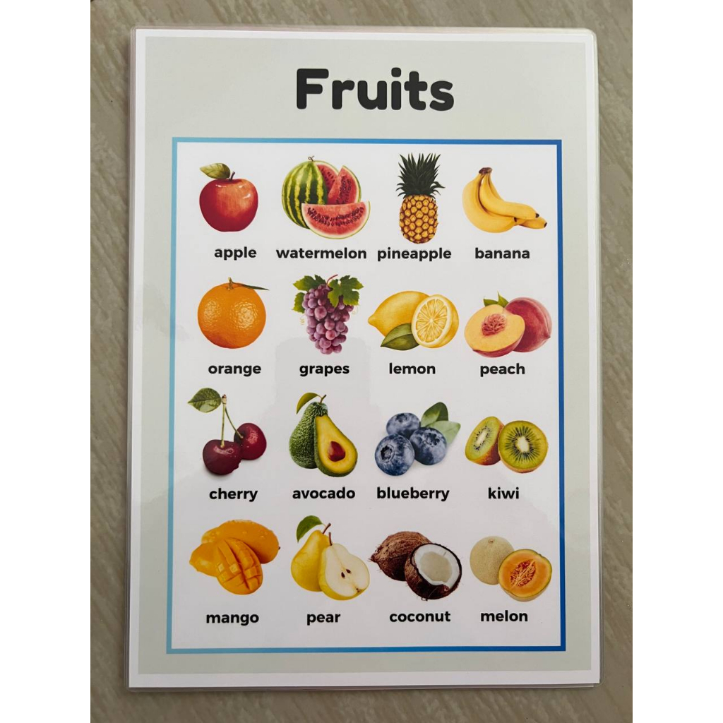 Educational learning materials for kids Laminated A4 Size Chart FRUITS ...