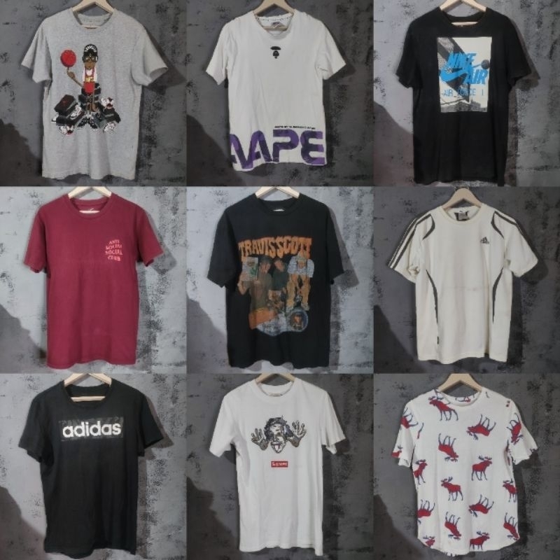 Branded Tshirts Preloved [ SET 7 ] ASSC Travis Scott Jordan | Shopee ...