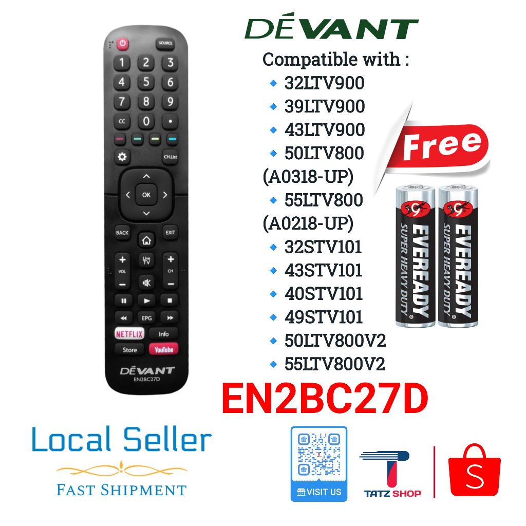 For EN2BC27D Original Remote Control New EN2BC27D for Devant Smart TV ...