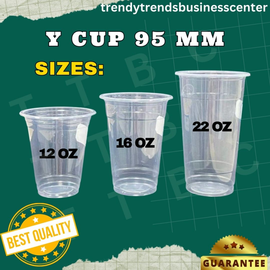 [50 PCS] Y CUP 12 oz/ 16 oz/ 22 oz/ 95MM PLASTIC PP FLAT CUP MILKTEA ...