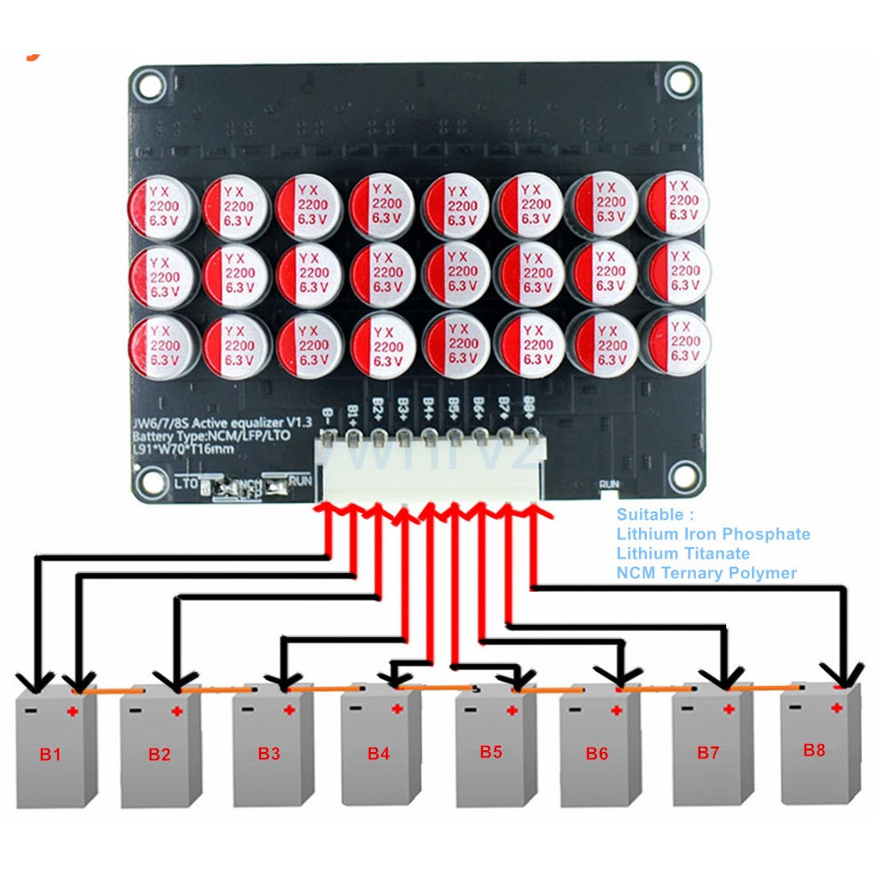 Active Balancer 12V 24V 48V 5A 3S 4S 8S 12S 13S 14S 16S Lifepo4 Lithium ...