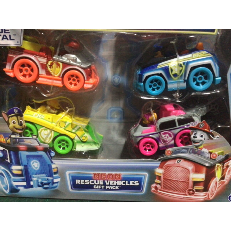 SpinMaster Paw Patrol Neon Rescue Vehicles Gift Pack. Diecast Metal 1: ...