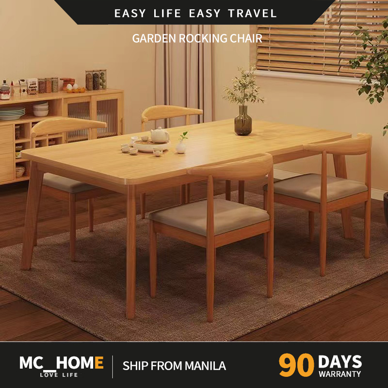 MC Log table and chairs solid wood dining table home small modern