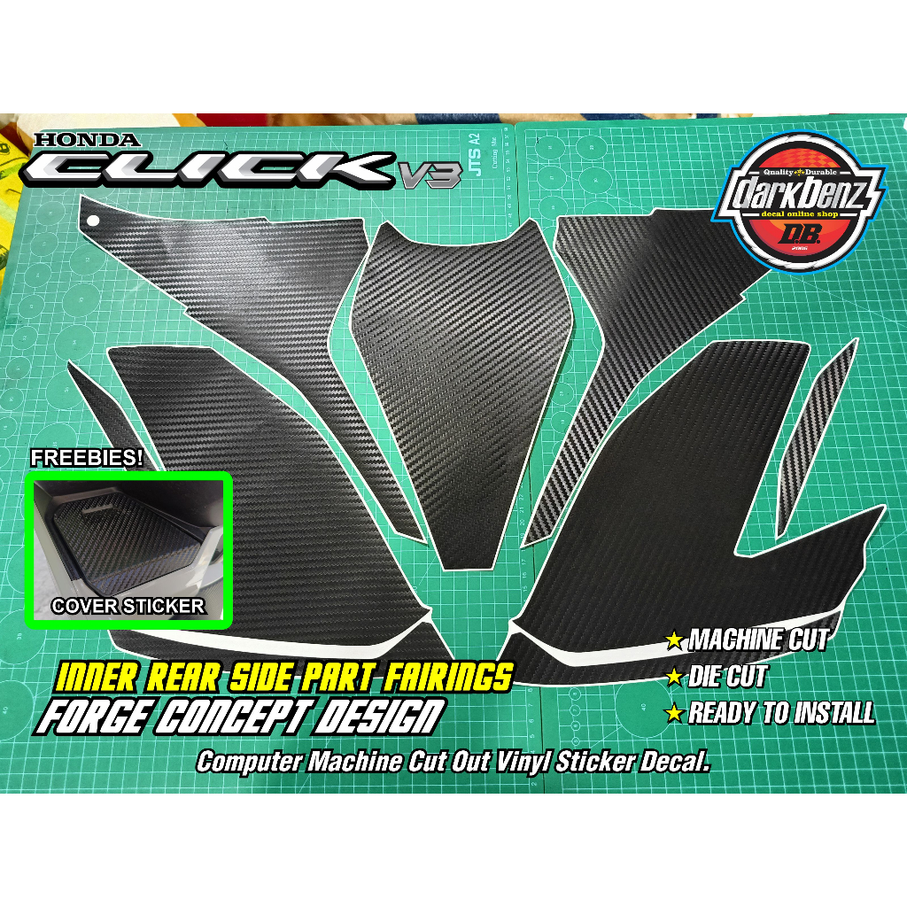 Honda Click Version 3 New Black 3D Matte Carbon Fiber Sticker Decal ...