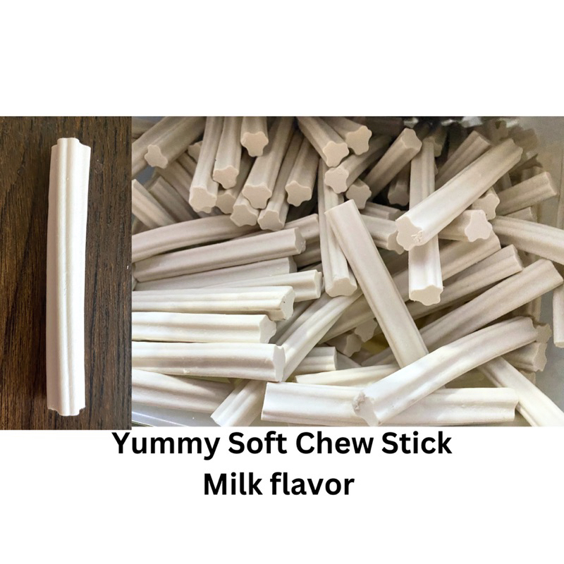 NEW Yummy Soft Chew Stick for pets (Bbq or Milk flavor) 10cm per pc ...