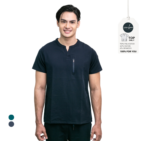 Caniboo EASTON Mens Scrub Top Medical Scrubs Triple Blend Fabric, No