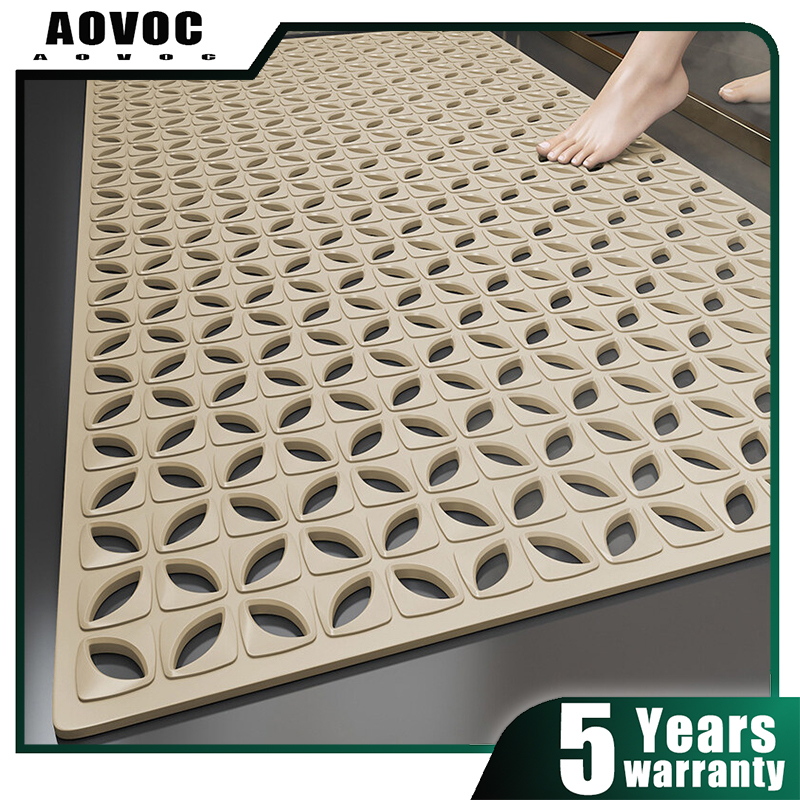 Bathroom Mat with Drain Holes and Suction Cups, Toilet Mat Anti Slip ...
