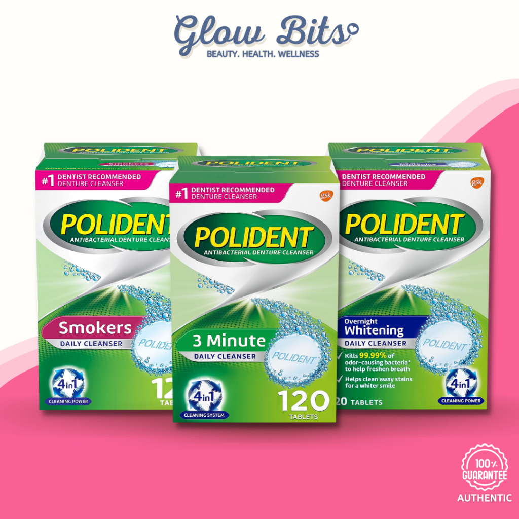Polident Antibacterial Denture Cleansers Overnight Whitening 3
