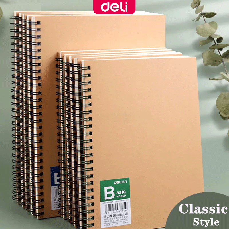 Deli LA560-06 Classic Style Spiral Binder Notebook A5/B5 60sheets ...