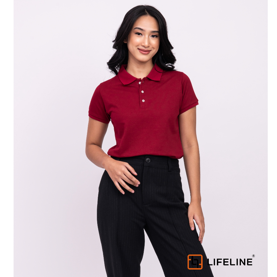Lifeline Women's Polo Shirt (Heather Gray Black Berry Red