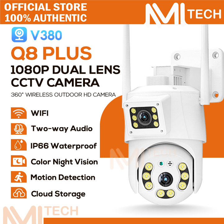 V380 PRO Q8 Plus CCTV Wireless Outdoor Dual Lens Dual Screen Night Vision WIFI Connect to