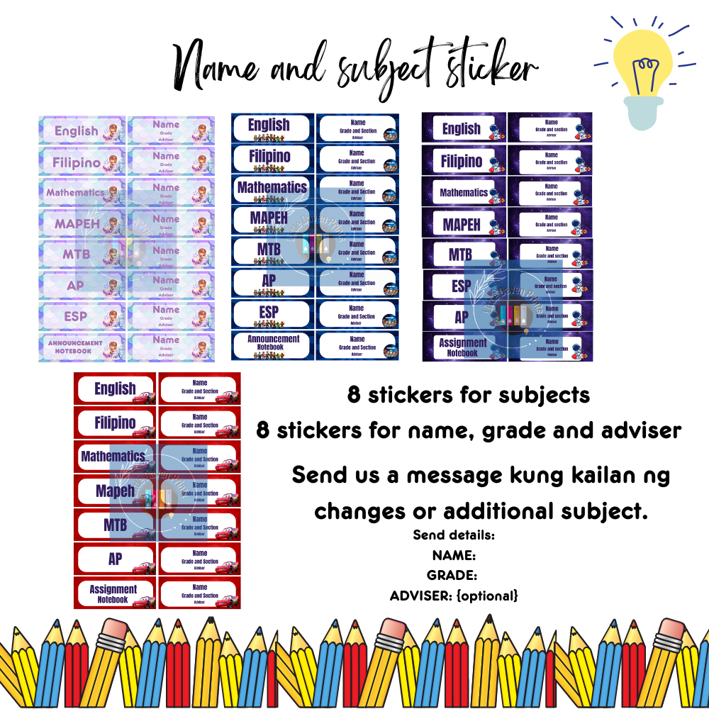 Name and Subject sticker, Name sticker and Name Tag | Shopee Philippines