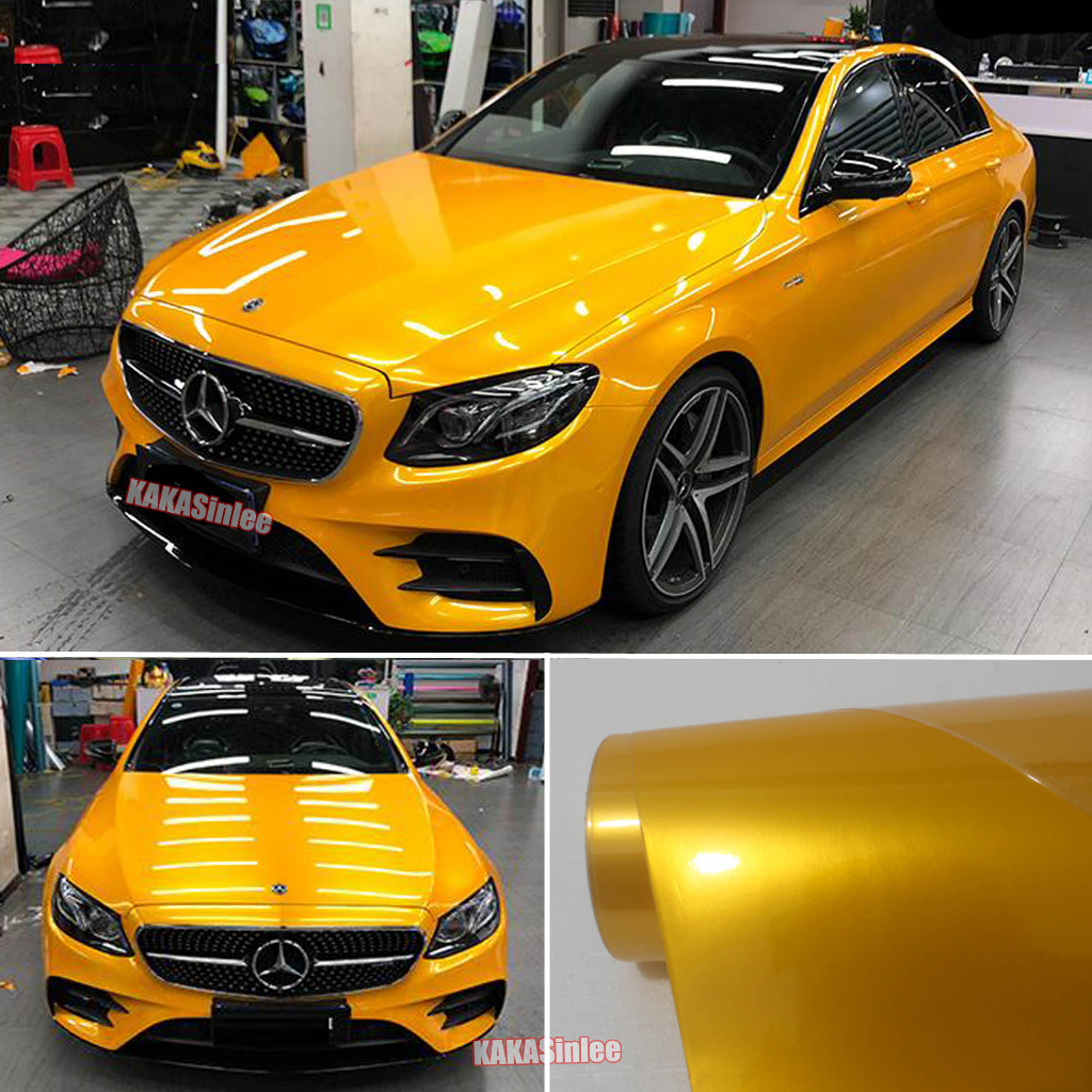 Glossy Metallic YELLOW Sticker VINYL WRAP STICKER FOR CAR/Motorcycle ...