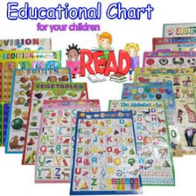 5pcs-educational-chart-embrossed-educational-chart-assorted-chart