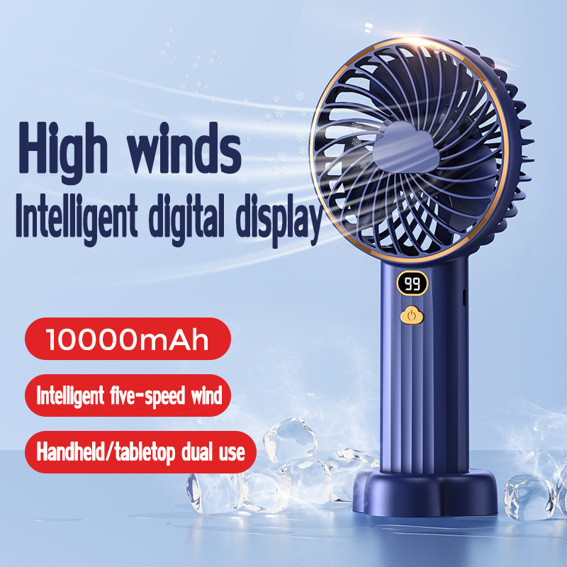 USB Rechargable Handheld Fan 10000mah LED Real time Battery Display 5