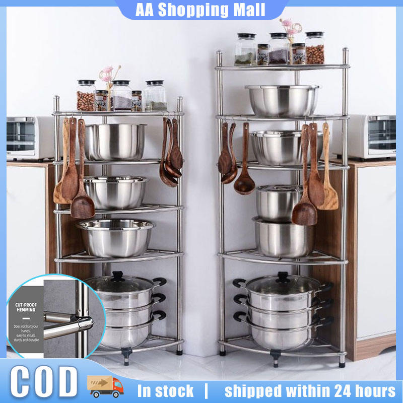 Kitchen Rack Pot Rack 304 Stainless Steel Space-saving Corner Rack ...