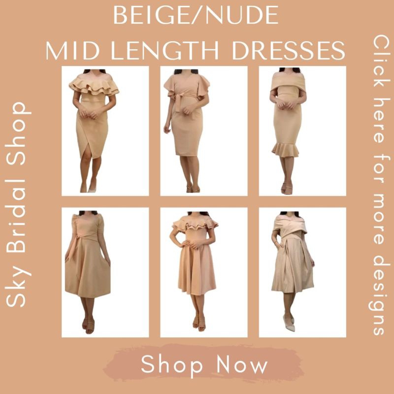 NUDE/BEIGE COLOR FORMAL DRESSES BRIDAL ENTOURAGE BRIDESMAIDS | Shopee ...