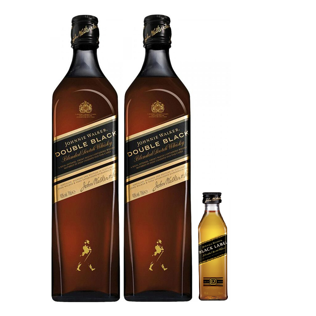 Johnnie Walker Double Black 700ml x2 with Johnnie Walker Black 50ml