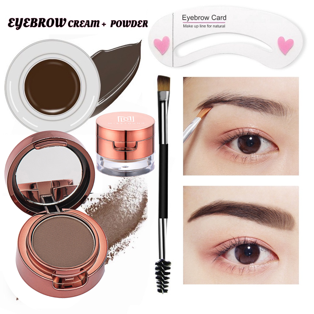 Eyebrow Makeup Set 2 in 1 Double Layer Waterproof Eyebrow Powder