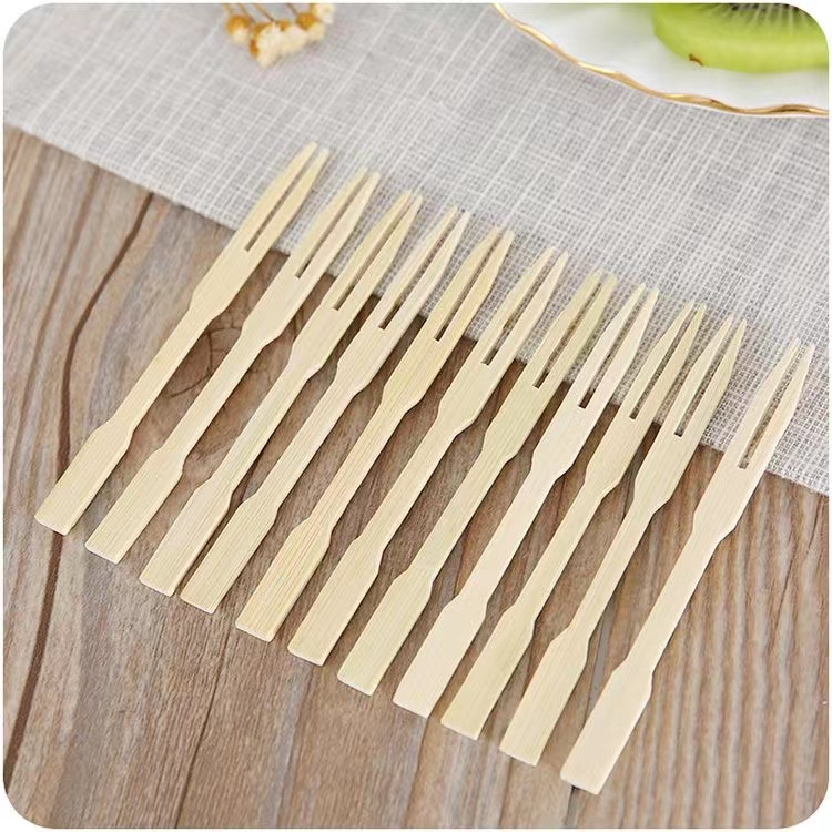100pcs 9cm disposable bamboo fruit fork picks (takoyaki, siomai, pica