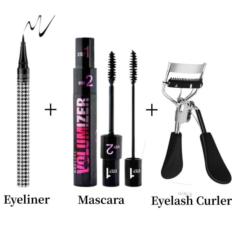 3pcs/set EYE Makeup Black Eyeliner 2 In 1 Waterproof Mascara Eyelash