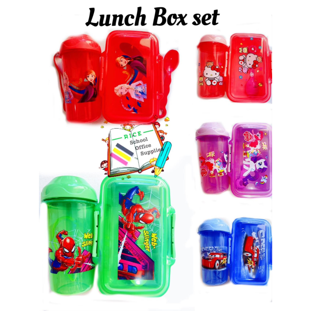 Lunch Box set Cartoon Lunch Box & Water Bottle for Children Plastic ...