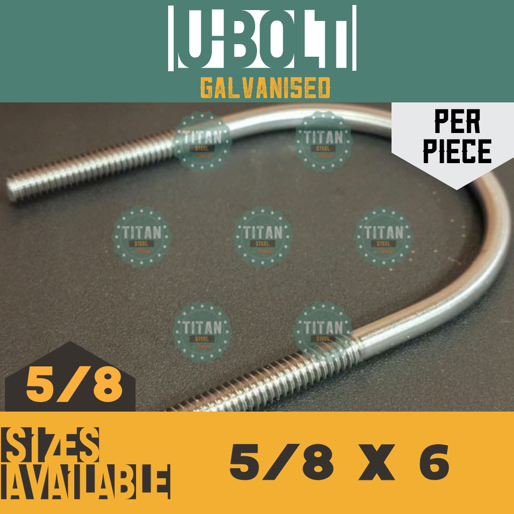 1 PC/Set 5/8 thick UBolt Pipe / U Bolt / Ubolt Pipe (Galvanised / GI