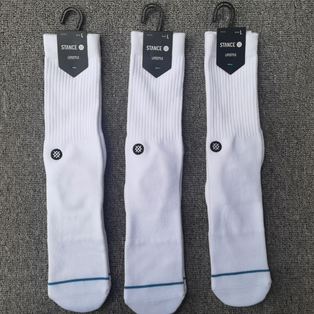 Stance basketball socks three pairs of black and white midtube cotton