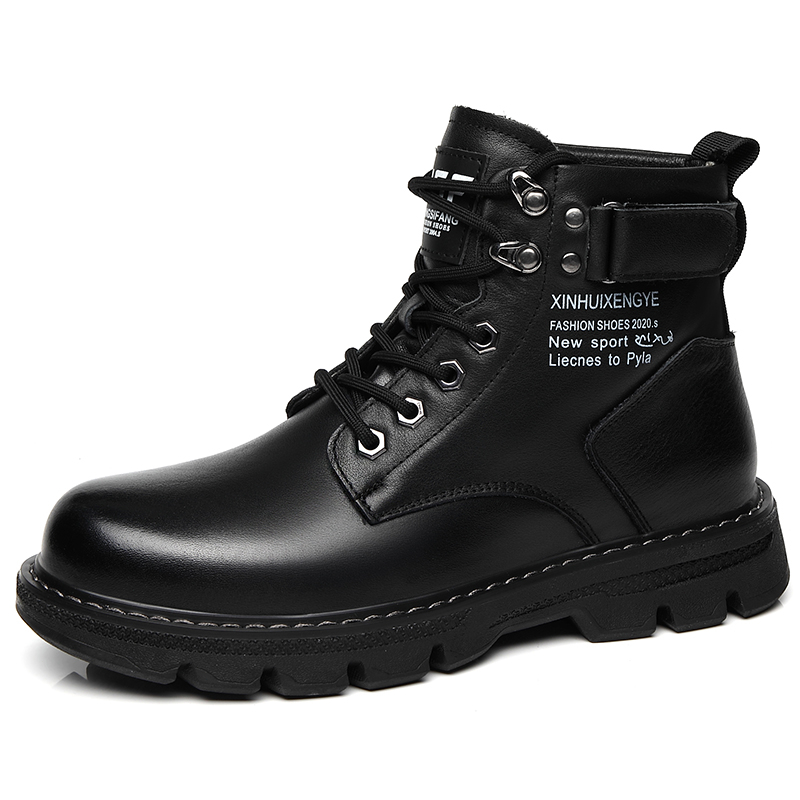 boots for men leather tactical black high cut combat shoes school punk ...