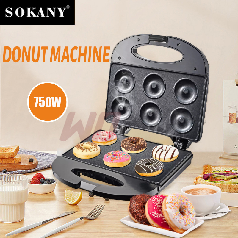 Sokany 6 Hole Mini Donut Maker Machine Electric Waffle Maker Doughnut ...