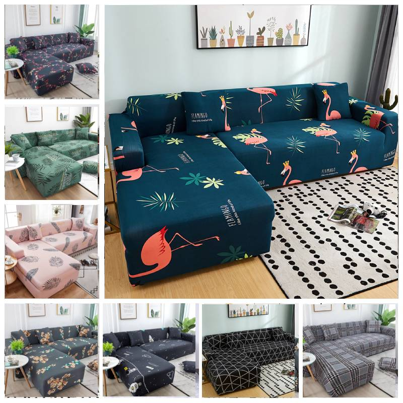 Printing Antislip Stretch L shape Sofa Cover 1/2/3/4 Seats Universal