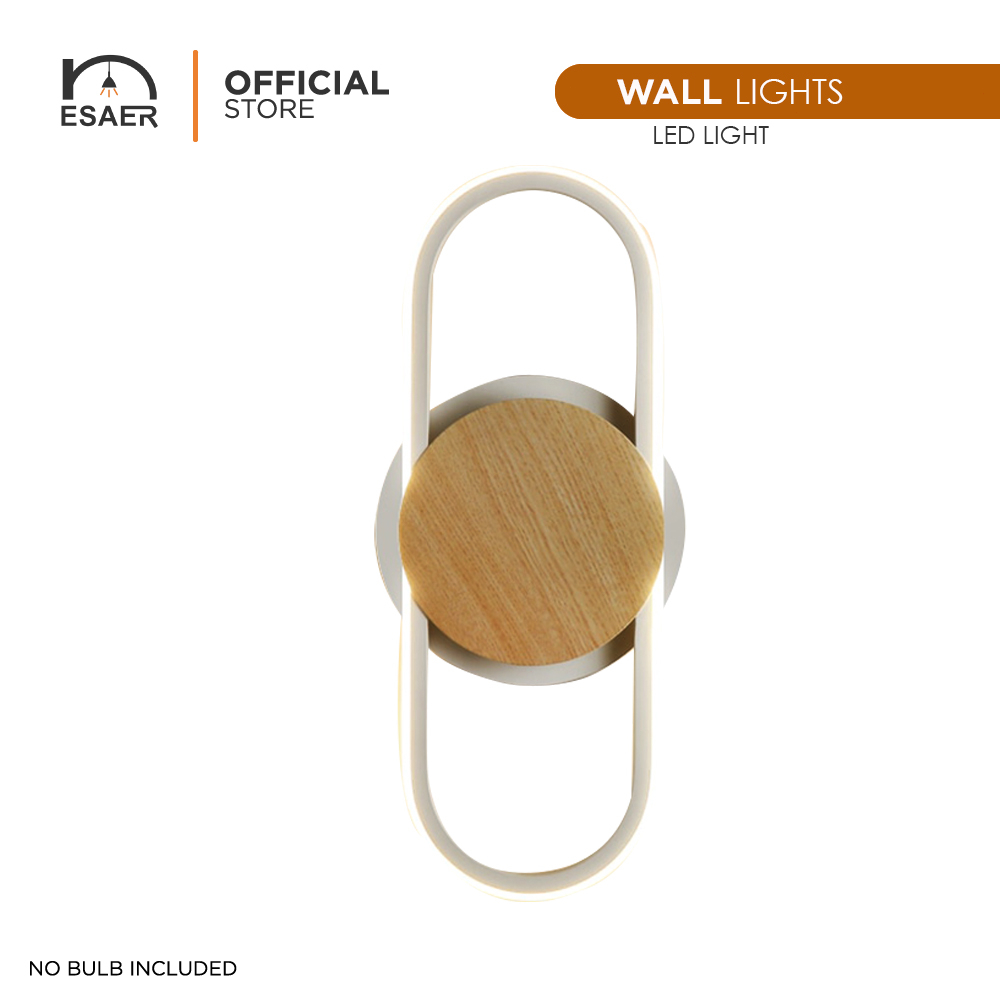ESAER LED Wall Lamp Indoor Decorative Wall Light Decor Wood Art Oval Wall Lights for Bedroom