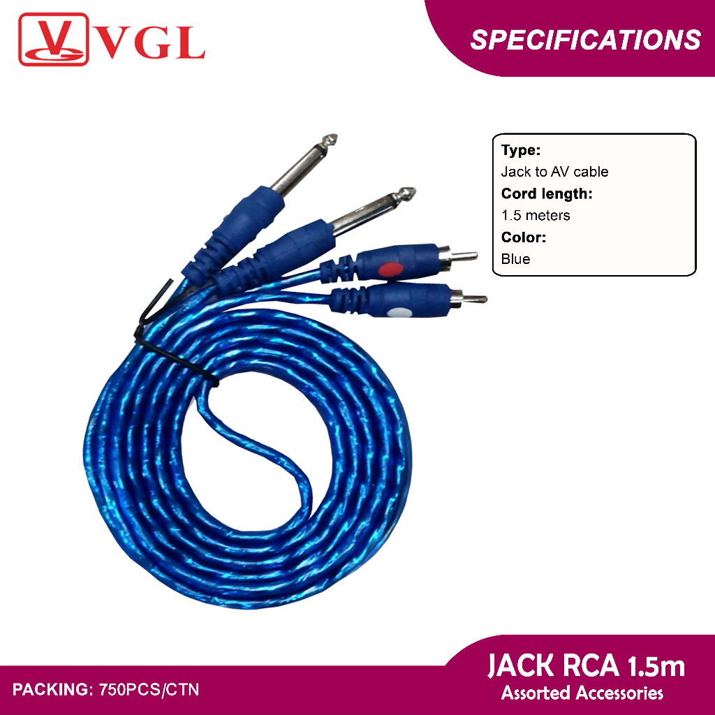 VGL MONO PLUG JACK AUDIO CABLE CORD ( JACK RCA 1.5M ) | Shopee Philippines