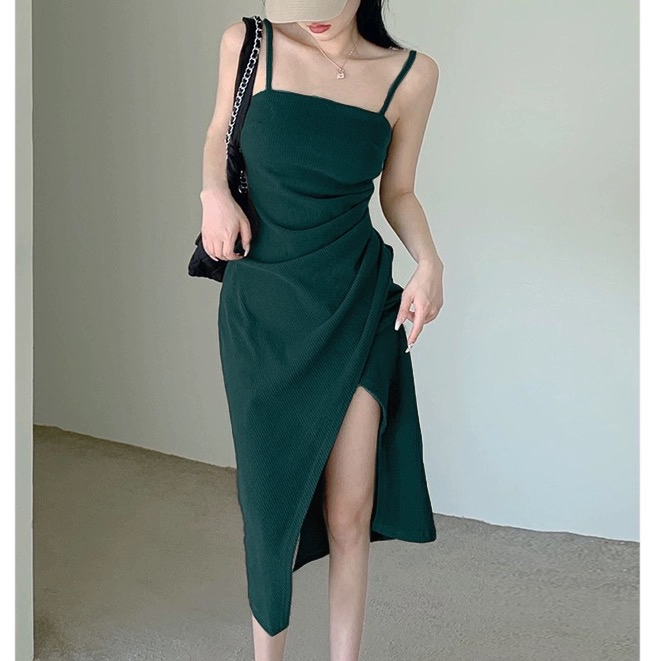 summer sage green dress for woman casual Floral long Dress Korean ...