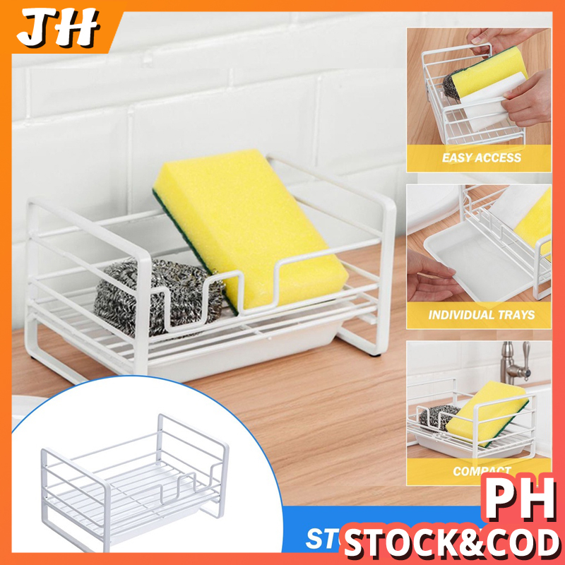Kitchen Sponge Rack Steel Ball Soap Drain Dish Cloth Sink Wrought Iron ...