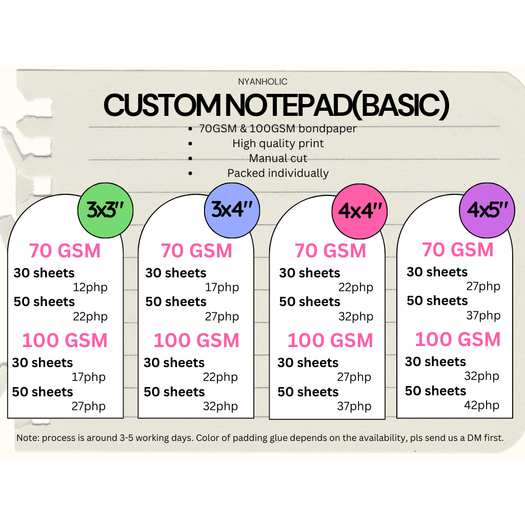 Custom Notepad/Memopad(BASIC) Shopee Philippines