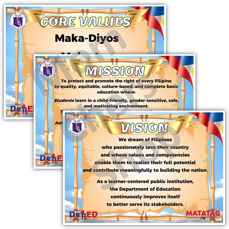 Laminated Wall Poster Decor DEPED MISSION VISION CORE VALUES Shopee