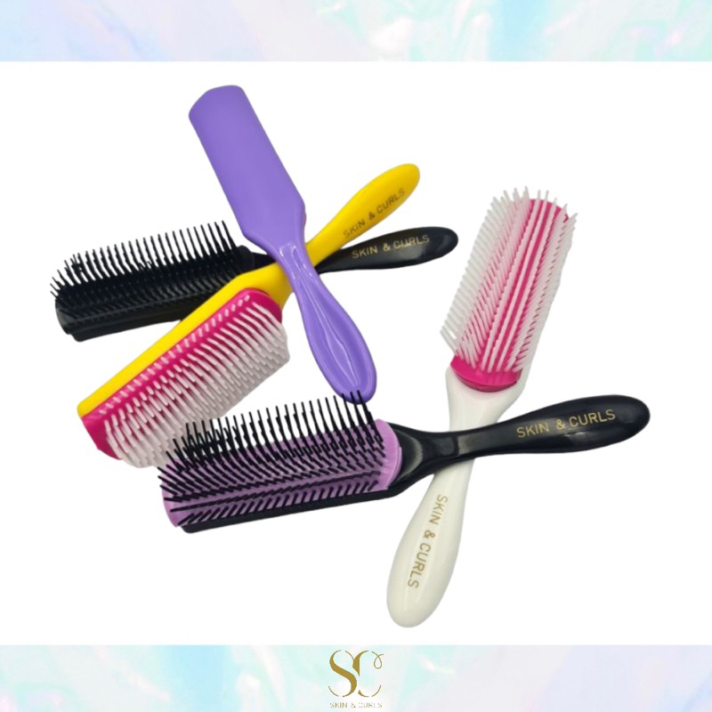 S&C 9row Cushion Nylon Styling and Detangling Brush / Denman Brush