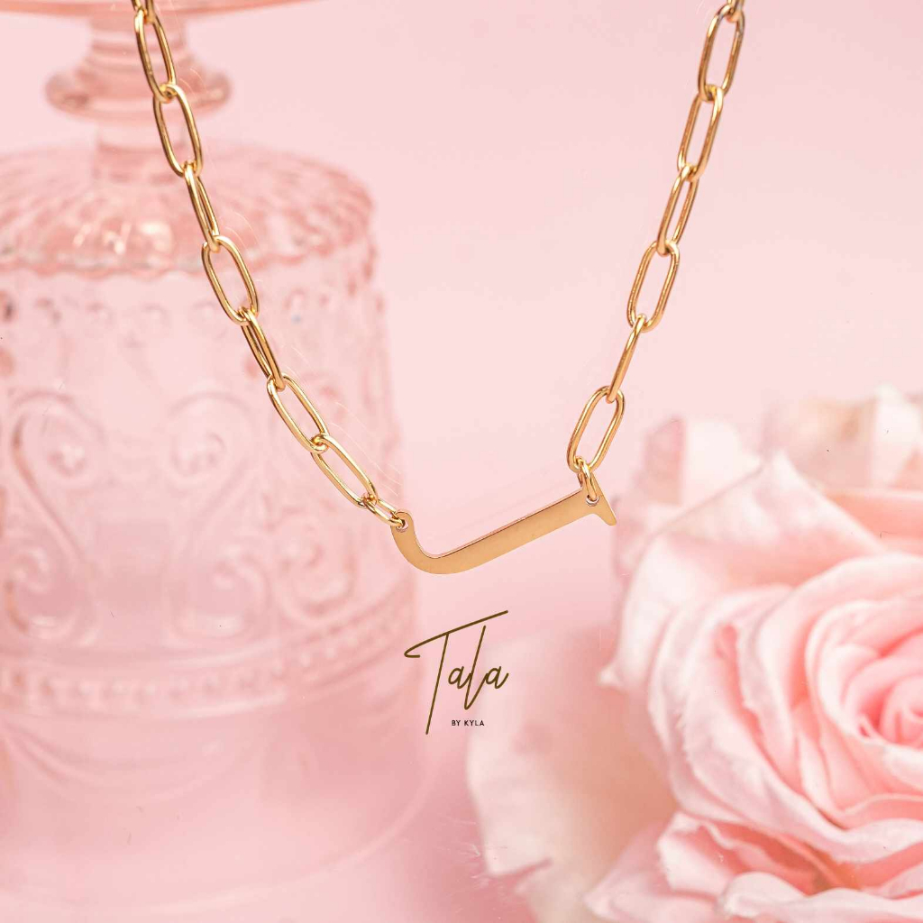 TALA by Kyla Hammock Initial Paperclip Necklace GOLD Stainless Steel Hypoallergenic with Giftbox