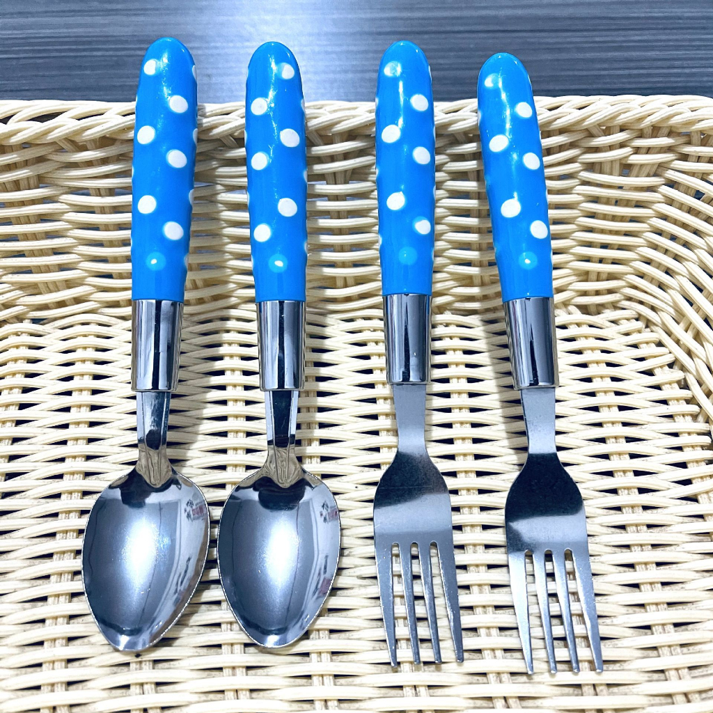 Korean Cutlery Korean Style Blue wave dot Flatware Stainless Steel