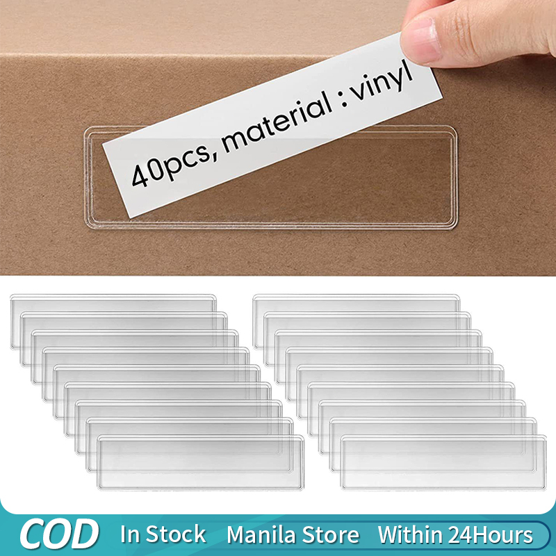 40pcs Self-adhesive Shelf Tag Label Holders Clear Index Card Pockets 