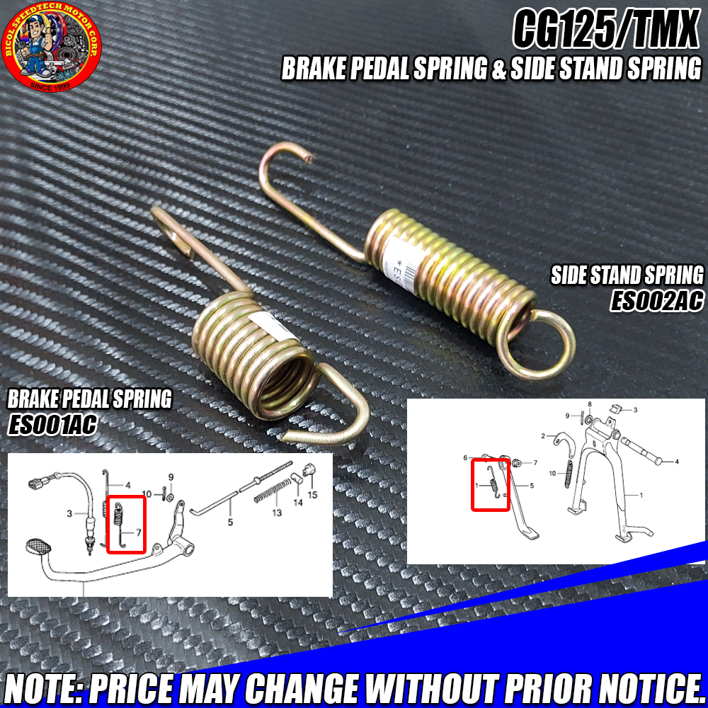 CG125/TMX BRAKE PEDAL SPRING & SIDE STAND SPRING CP KAWATA (ES001AC ...