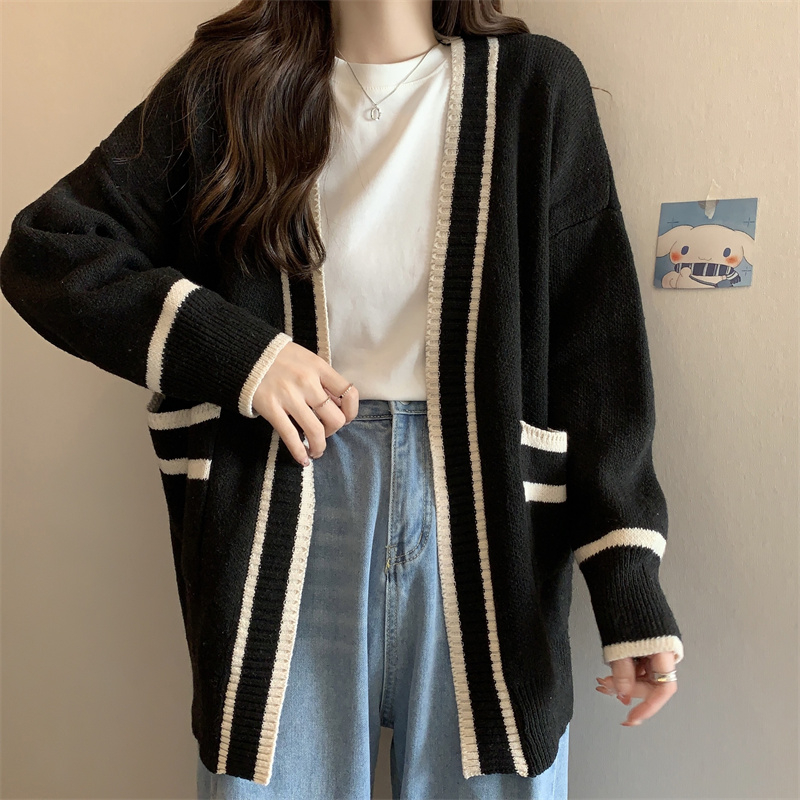 Korean style loose college style fashion sweater cardigan coat women s knitwear Shopee Philippines