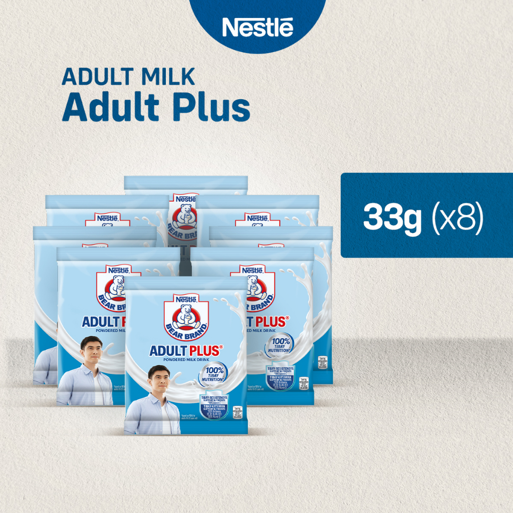 Bear Brand Adult Plus Milk Powder 33g - Pack of 8 | Shopee Philippines