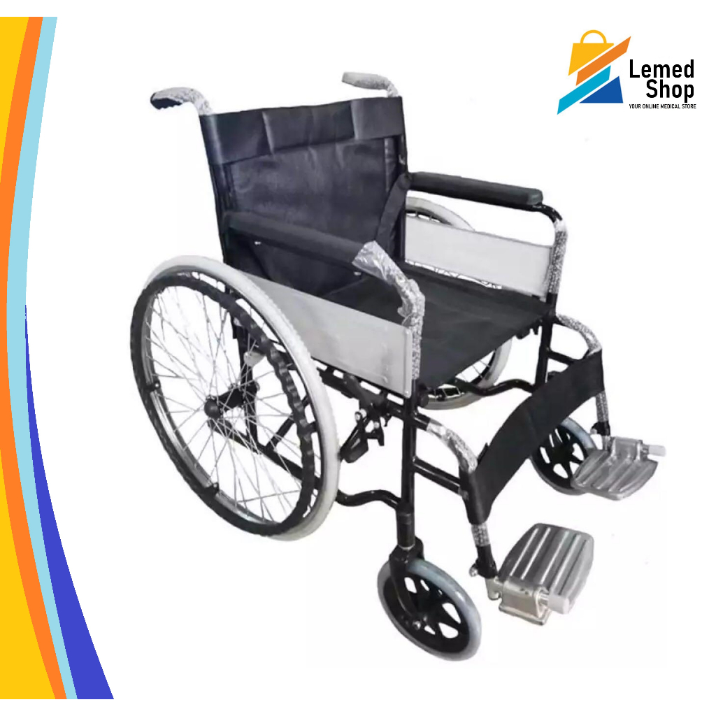 Standard Wheelchair Adult Wheelchair Foldable Wheelchair Black Coated